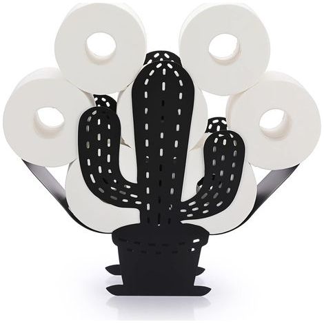 GENERIC-Support de Rouleau de Papier Toilette Porte-Papier en métal Stockage de Papier en Forme de Cactus pour Salle de Bain (Noir) (1/5)