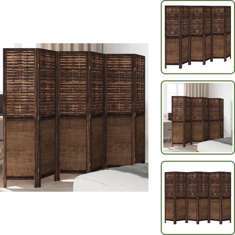 The Living Store 6-tlg. Raumteiler Dunkelbraun Massivholz Paulownia - Wandtrennwand (1/5)