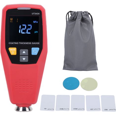 Jauge d'épaisseur de revêtement UT343A, mesureur de peinture auto portable avec écran couleur EBTN, testeur de couche pour carrosserie (1/5)