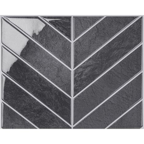 10 autocollants muraux 3D en PET gris foncé (29 x 22,9 cm) à décoller et coller pour les murs de la cuisine et de la salle de bain (1/5)