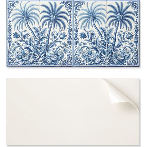 Paquete de baldosas de vinilo con estampado de plantas tropicales 6x60x30 cm