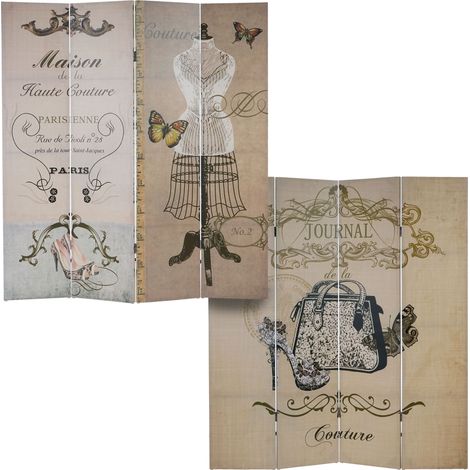 Paravent / cloison de séparation T234, 4 pans - motif boudoir 180x160cm (1/5)