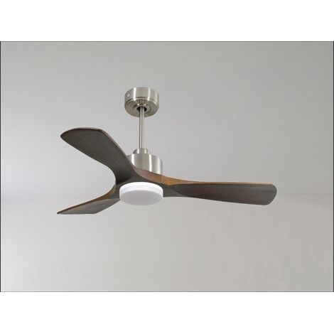 Modulo Ventilateur de plafond pour chambres avec Lumière chrome et bois massif sombre 10 à 25 m² KLDC3SlimP6DwL1ChSlim (1/5)