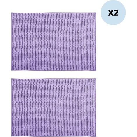 Juego de 2 alfombras de baño CHENILLE Microfibra 50x80cm Lavanda MSV