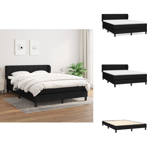 Boxspringbett mit Matratze Schwarz 140x200 cm Stoff - Boxspringbett - Doppelbett - Bettenrahmen - Lattenrost - Matratze (1/5)