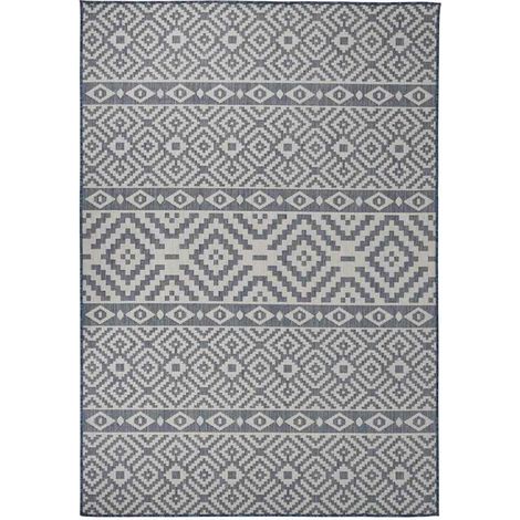 vidaXL Tapis à tissage plat d'extérieur 160x230 cm Rayures bleues (1/5)