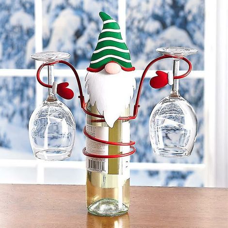 Porte-verres à vin de Noël Porte-bouteilles de vin en fer Ornements (1/5)
