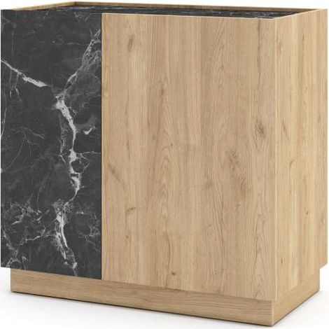 Mueble auxiliar 2 puertas abatibles md-Laura acabado roble/negro. 78.5cm(alto) 80cm(ancho) 41.8cm(prof.) (1/5)