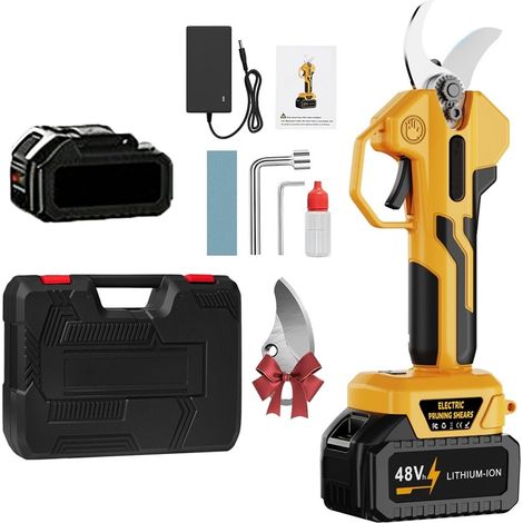 Sécateur De Jardin Sans Fil 21 V, Sécateur électrique Avec 2 Batteries De 4000 Mah , Diamètre De Coupe35Mm, Sécateur électrique Pour Haie, Buisson (1/5)