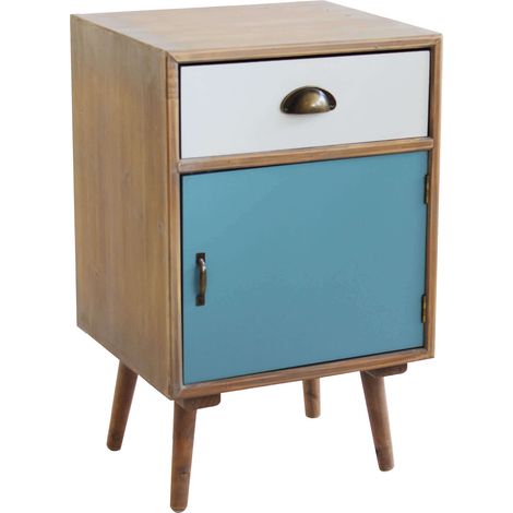 Mobiletto comodino in legno multicolor con 1 cassetto e 1 anta CREEK