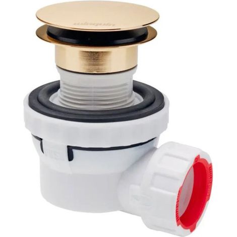 Piletta lavabo Quick-Clac oro spazzolato Wirquin sifone compatto