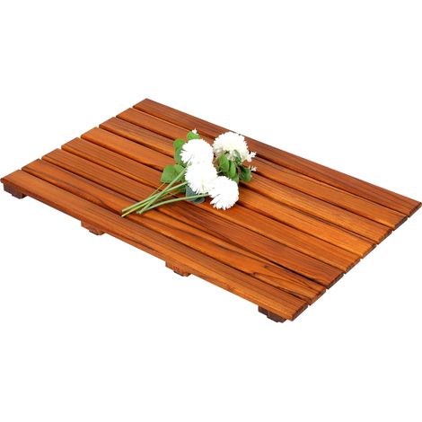 Tapis de Douche en Teck, Tapis de Bain Antidérapant, Tapis en Bois pour Baignoire, 66 x 43,2 cm (1/5)