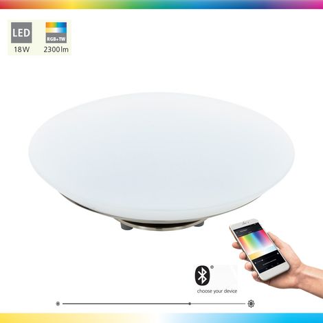 Lampe de table LED EGLO connect Frattina-C, lampe de table 1 flamme, lampe de chevet en acier et plastique en nickel mat, blanc, changement de température de couleur (chaud - froid), RVB, dimmable, la (1/5)