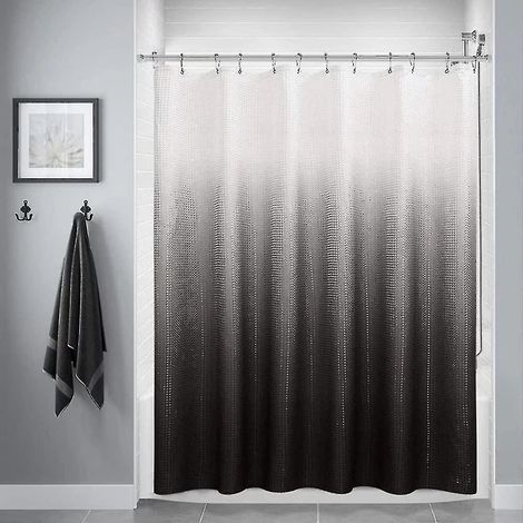 Rideau de douche noir dégradé - Doublé, 12 crochets, Lavable en machine, Imperméable (Tissu) (1/4)