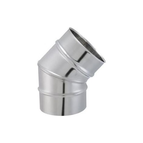 Joncoux – Coude lisse de raccordement pour tubage 45° – Inox 304 – Ø125 mm – Soudure continue pour cheminées polycombustibles (1/3)
