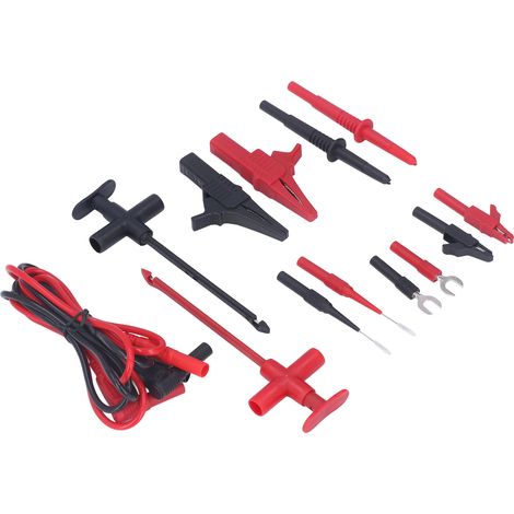 Kit fils de test multimètre laiton PVC PA pinces crocodile fiches banane câbles pour électronique auto industrie JT8001-2 30VAC-60VDC 19A (1/5)