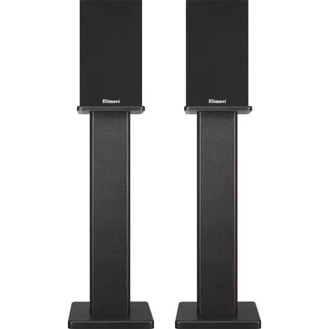 Lot de 2 Pieds D'Enceintes en Bois, Charge Maximale: 68KG, 60CM Supports de Haut-parleurs Robustes, pour Enceintes de Bibliothèque et Satellites, Support D'enceinte de Sol (Noir Bois) (1/5)