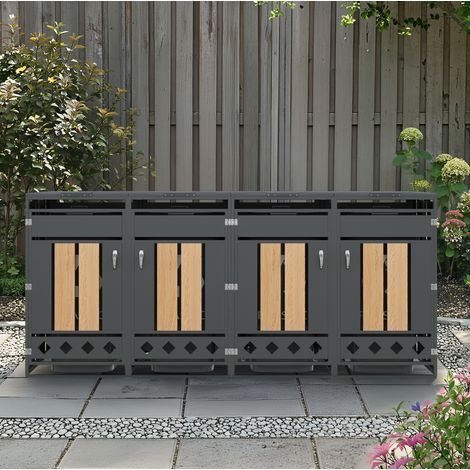 Mueble exterior cubos basura 4 puertas acero OKMYHOME (1/5)