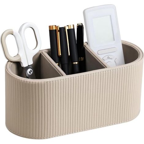Porta telecomandi - Pelle sintetica - 3 scomparti - Beige (1/2)