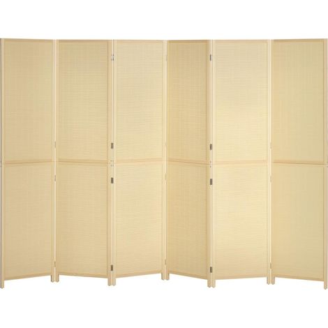 Pour tout intérieur : séparateur de pièce paravent pliable 6 panneaux, cloison amovible 270x180 cm en bois de bambou naturel (1/5)