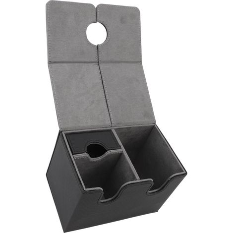 Boîte de jeu de cartes avec plateau à dés, étui de rangement magnétique en cuir PU pour 200 cartes pour le commerce CCG à collectionner noir gris (1/5)