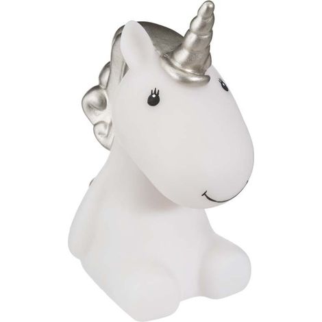 Veilleuse Licorne de nuit LED 14cm à Piles - Argent - SILUMEN