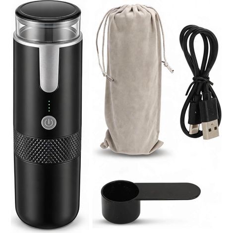 Cafetiere Portable, Mini Machine a cafe Portable sans Fil de Type C Rechargeable, Cafetiere a Service Unique avec Batterie 1200 MAh pour Capsule Americano K Cup, Cadeaux de (1/5)