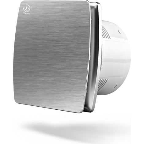 Extracteur d'Air 150mm, Ventilateur salle de bain avec Minuterie Réglable, Clapet Anti-Retour 240 m³/h, 18 W, 35 dB Silencieux, IPX4 pour Cave, WC et Cuisine, Argent (1/5)
