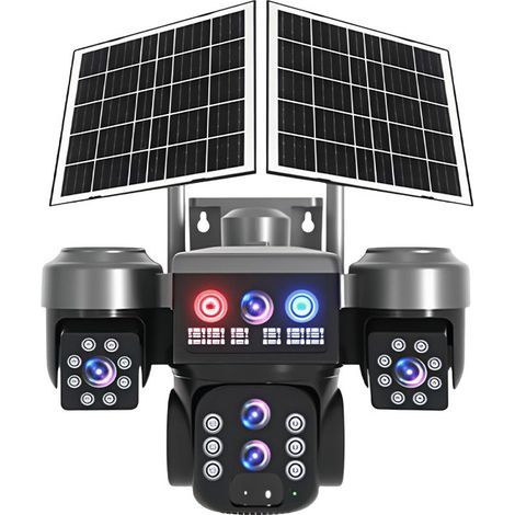 4G Solarüberwachungskamera mit mehreren Zielen Q406i - PTZ 355°/90°, 4-facher Zoom, HD 6MP, Nachtsicht, automatische Verfolgung, bidirektionales Audio, IP66 wasserdicht, 8000mAh Akku, V380-Pro App für