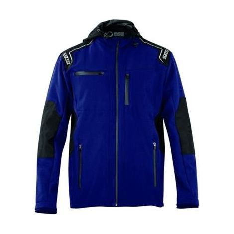 Veste de travail d'hiver softshell Sparco Seattle taille L bleu marine en polyester de'perlant 270 g/m avec capuche amovible Blu marine L