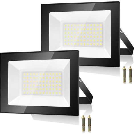 50W Projecteur LED Exterieur 2 Pièce, 5000LM 7000K Spot Extérieur, 72 Puces IP67 Imperméable Blanc Froid Eclairage de Sécurité LED, Luminaire Exterieur Pour Patio, Garage, Jardin, Terrasse,Usine (1/5)