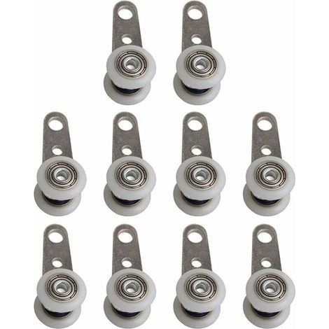 Lot De 10 Roulettes Pour Baies Vitrées Ou Portes Coulissantes - En Métal Et En Plastique - 4 X 1,9 Cm (1/5)