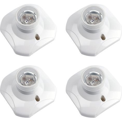 Mascot Douille Plafond E27 à Visser, Douille E27 Garage, AC 220-240V, Support Douille pour Ampoule LED, Base Plafonnier Culot E27, Base de Lampe Plastique Blanche pour Lampe au Mur, lot de 4 (1/5)