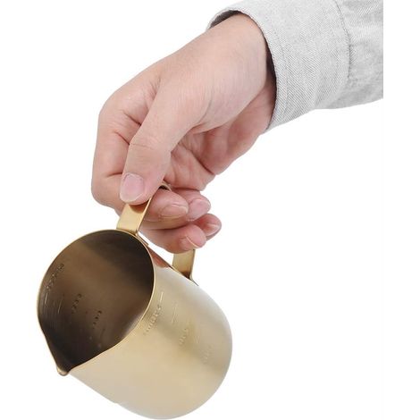 Milk moussard tasse, plaideur de pichet à tasse de lait en acier inoxydable avec échelle pour le café à la maison et Latte Art Office (350 ml (avec échelle)) (1/5)