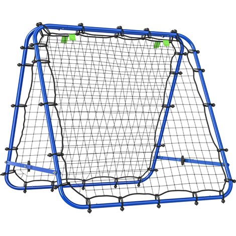 Filet de rebond double face 91 x 91 cm filet de rebond football pliable réglable dans 5 angles structure en acier bleu