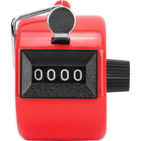 BERM Compteur manuel à 4 chiffres avec bouton en plastique pour réinitialiser l'outil de comptage portable avec crochet rouge (1/5)