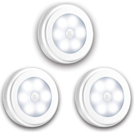 Lampes à détecteur de mouvement, lot de 3 veilleuses LED, éclairage intérieur à piles, appliques murales couloirs (1/4)