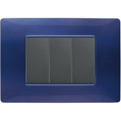 Simon urmet flexa placca tecnopolimero 3 moduli colore blu 11803.bl