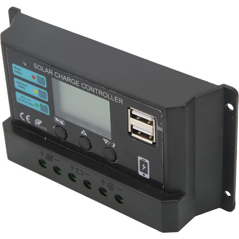 Contrôleur Panneau Solaire Régulateur Charge Photovoltaïque 12V 24V Auto-Adaptatif Écran LCD Noir 10A (1/5)