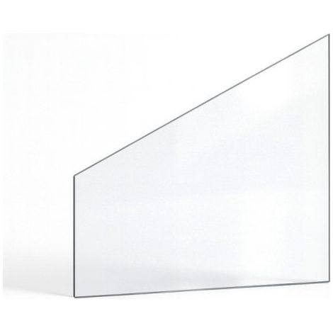Vitre Supra ELOVIK - Verre Trapèze rectangle Côté gauche pour poêle à bois - 470 x 205 / 122 mm (L1 x H1/H2) - 4 mm autonettoyant (1/2)