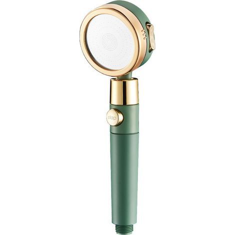 Pommeau de douche haute pression 3 vitesses avec filtre PP et arrêt eau, pommeau douche ABS acier inoxydable vert 25x8cm (1/5)