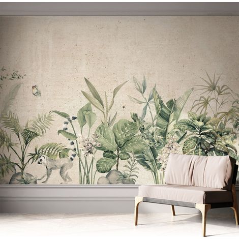 Papier peint adhésif autocollant pour salon chambre à coucher peint imprimé Installation facile Jungle tropicale 312x219 cm (1/5)