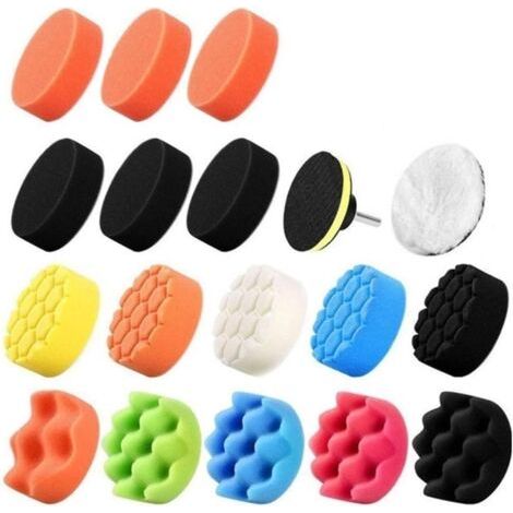 QORVA-Kit de 19 tampons de polissage en mousse pour voiture, éponge de polissage pour phares de voiture de 7,6 cm, élimination des rayures, outil de nettoyage électrique