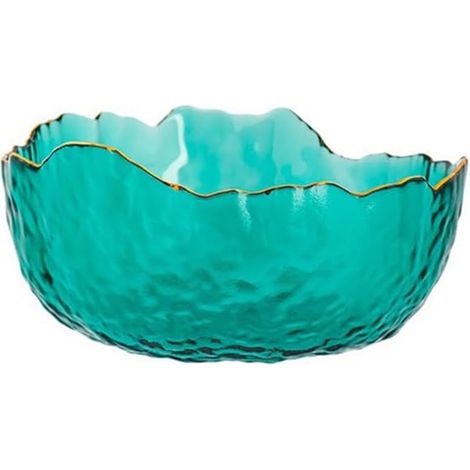 1 Assiette en verre, bordure dorée, bol à salade transparent, service de table, usage domestique (1/5)