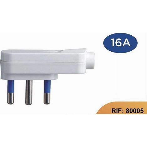 TRADE SHOP - Spina Piatta Elettrica Salvaspazio Laterale 2p+t 16a 25v Max 1500w Bianco 80005 - (1/4)