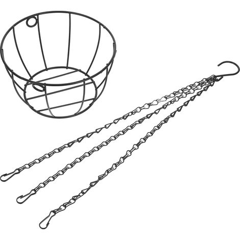 Panier suspendu Ciieeo, design polyvalent, résistant aux intempéries, rond en fer noir (1/5)
