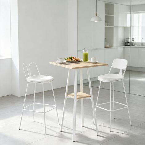 Eleganter Stehtisch mit Ablage,Quadratischer Bartisch für 2 Personen, Stehtisch für Küche mit Ablagefach(nur mit Bartisch) (1/5)