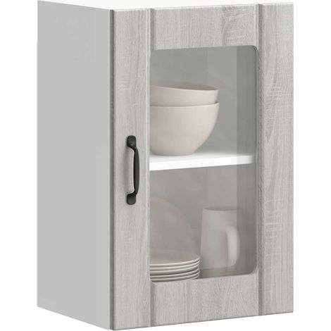Küchen-Hängeschrank mit Glastür Lucca Grau Sonoma