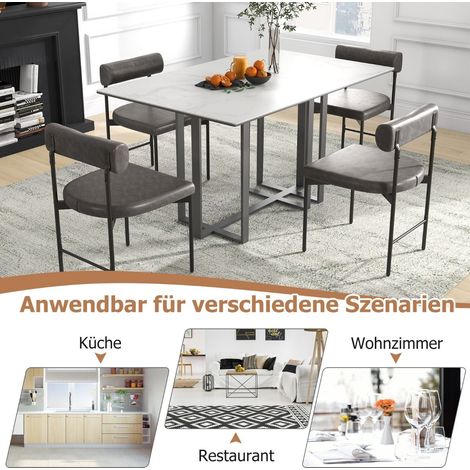 Juego de sillas de comedor de 2 piezas, cuero de PVC gris, respaldo acolchado