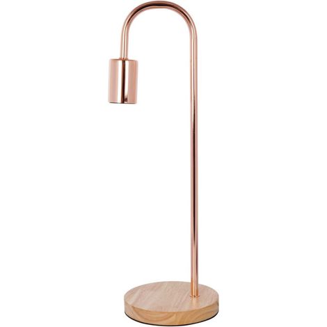 Lampe à Poser Bois & Métal "Vinara" 47cm Cuivre (1/3)